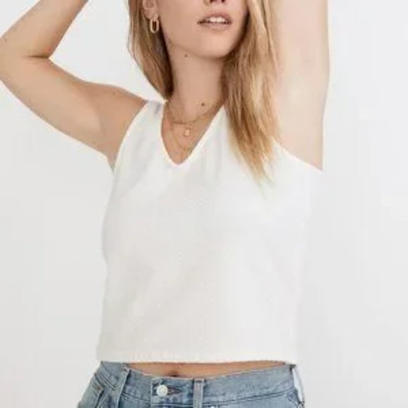 NWT MADEWELL Peekaboo Back Crop Organic Cotton Tank Top XL - Picture 1 of 12